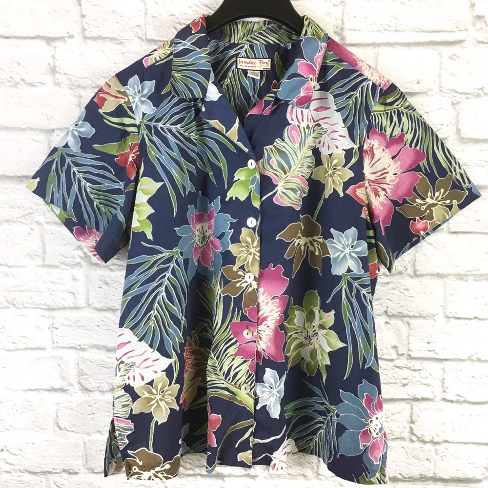 Jamaica Bay Tropical Hawaiian Button Up Shirt 1X